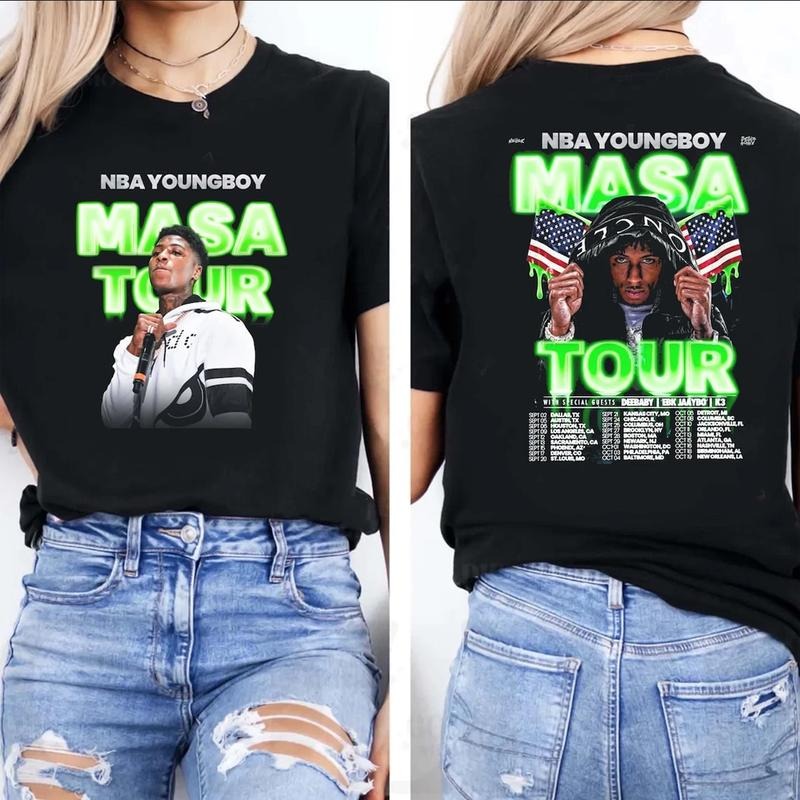 Youngboy MASA Tour Music 2025 T-Shirt Vintage 90s Graphic Tee Retro Vintage