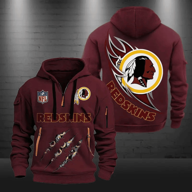 Washington Redskins Quarter Zip Hoodie Football Team Logo Gift For Fan