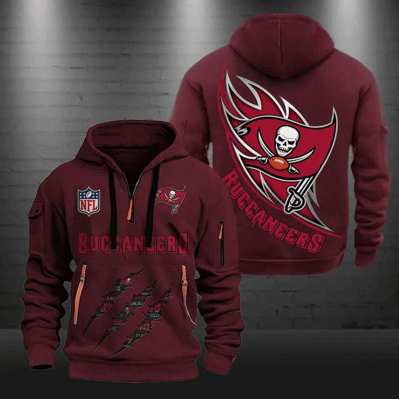 Tampa Bay Buccaneers Quarter Zip Hoodie Football Team Logo Gift For Fan