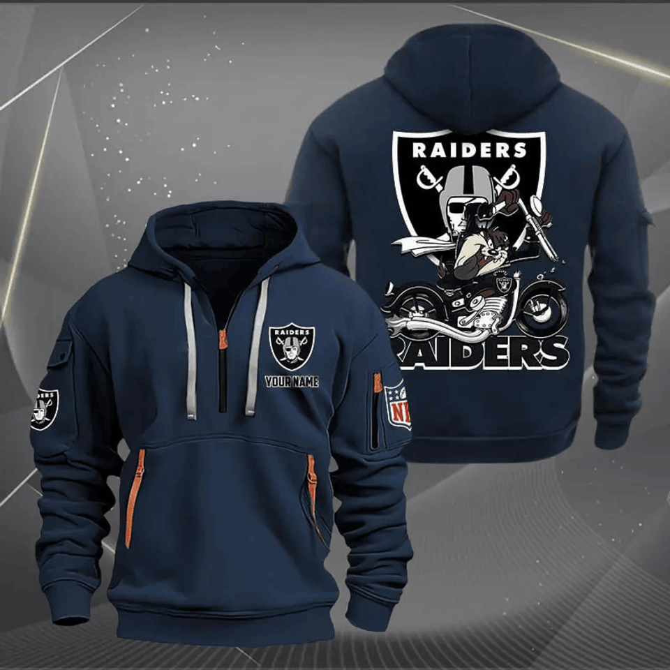 Las Vegas Raider Quarter Zip Hoodie Biker Taz Custom Name Gift For Fan