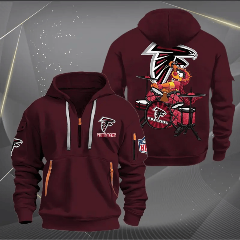 Atlanta Falcons Quarter Zip Hoodie Rocking Drummer Custom Name Gift For Fan