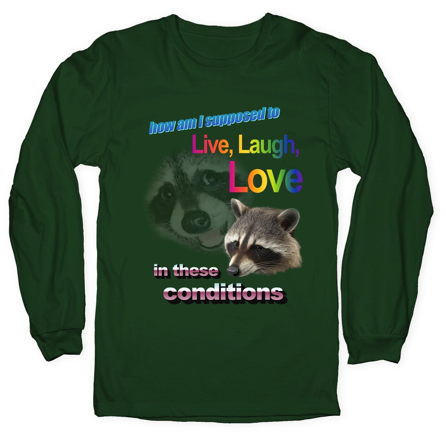 Live Laugh Love Raccoon Longsleeve Tee