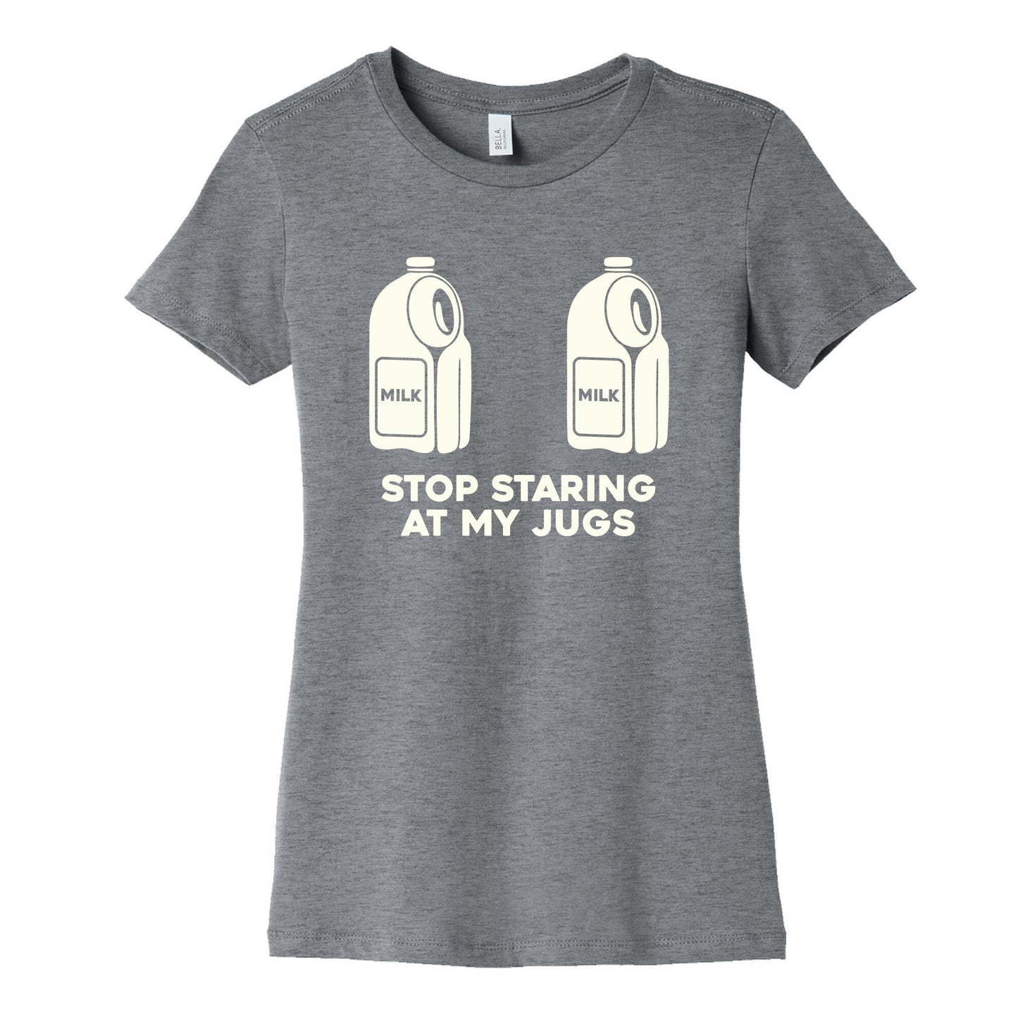 Stop Staring At My Jugs Womens Cotton Tee