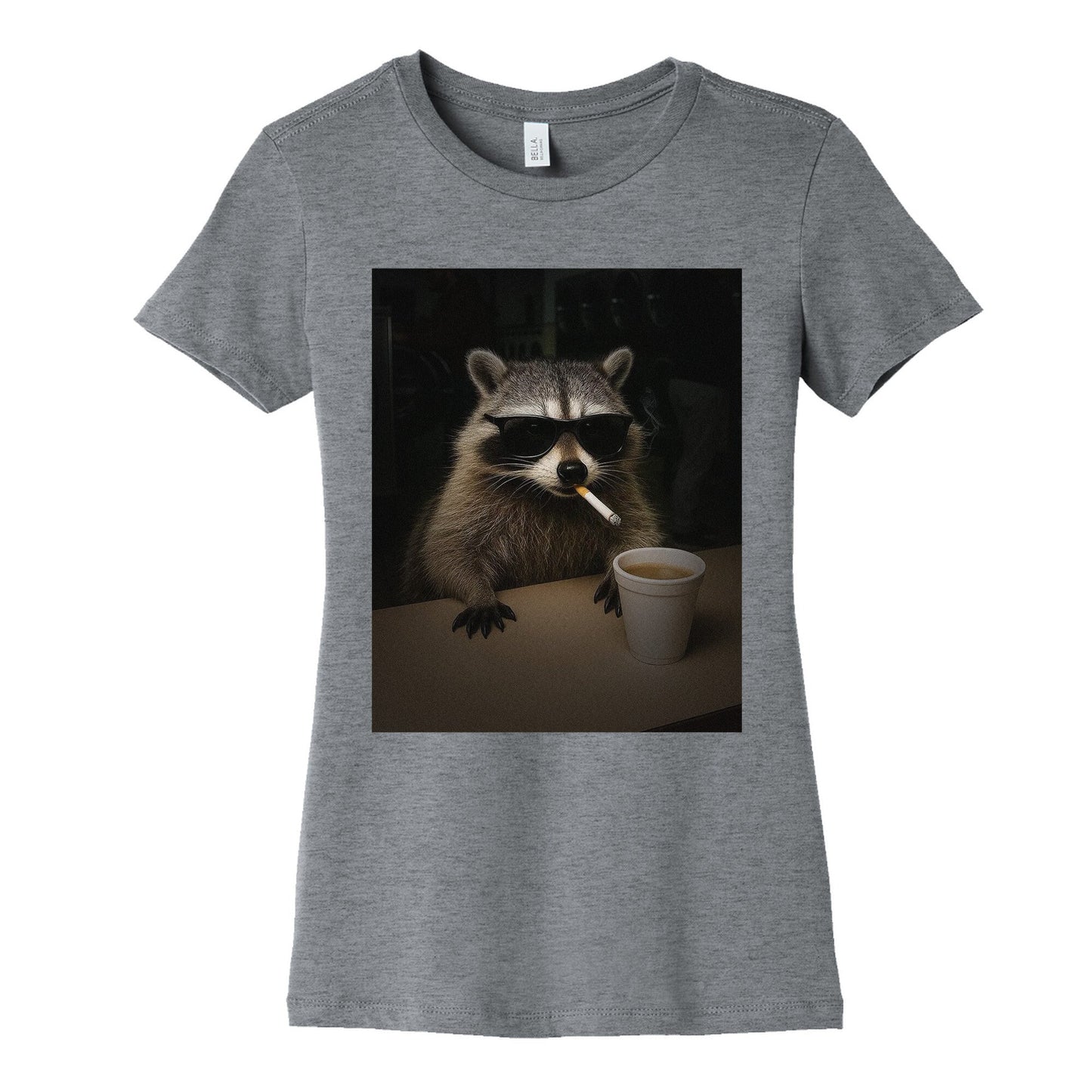 Coffee Raccoon Womens Cotton Tee