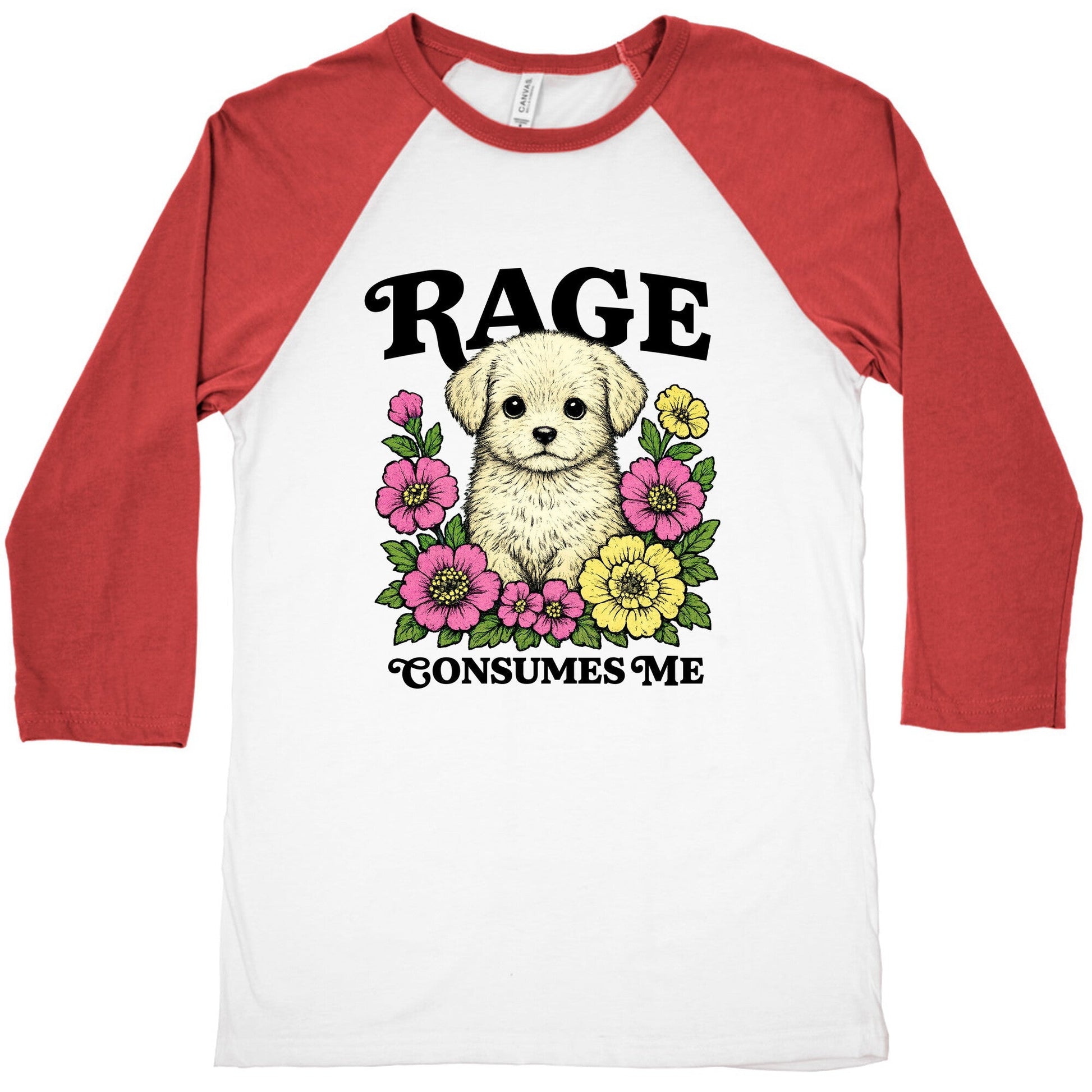 Rage Consumes Me Puppy Baseball Tee