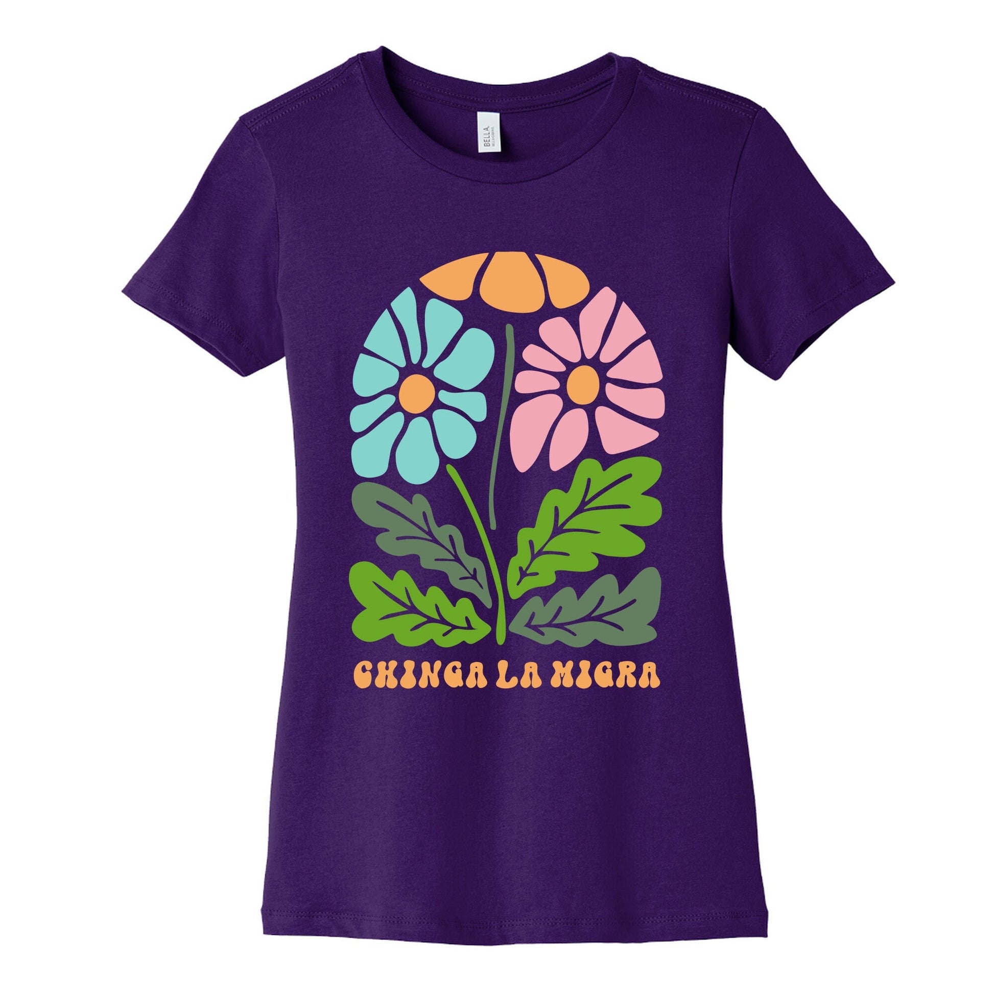 Chinga La Migra Flower Womens Cotton Tee