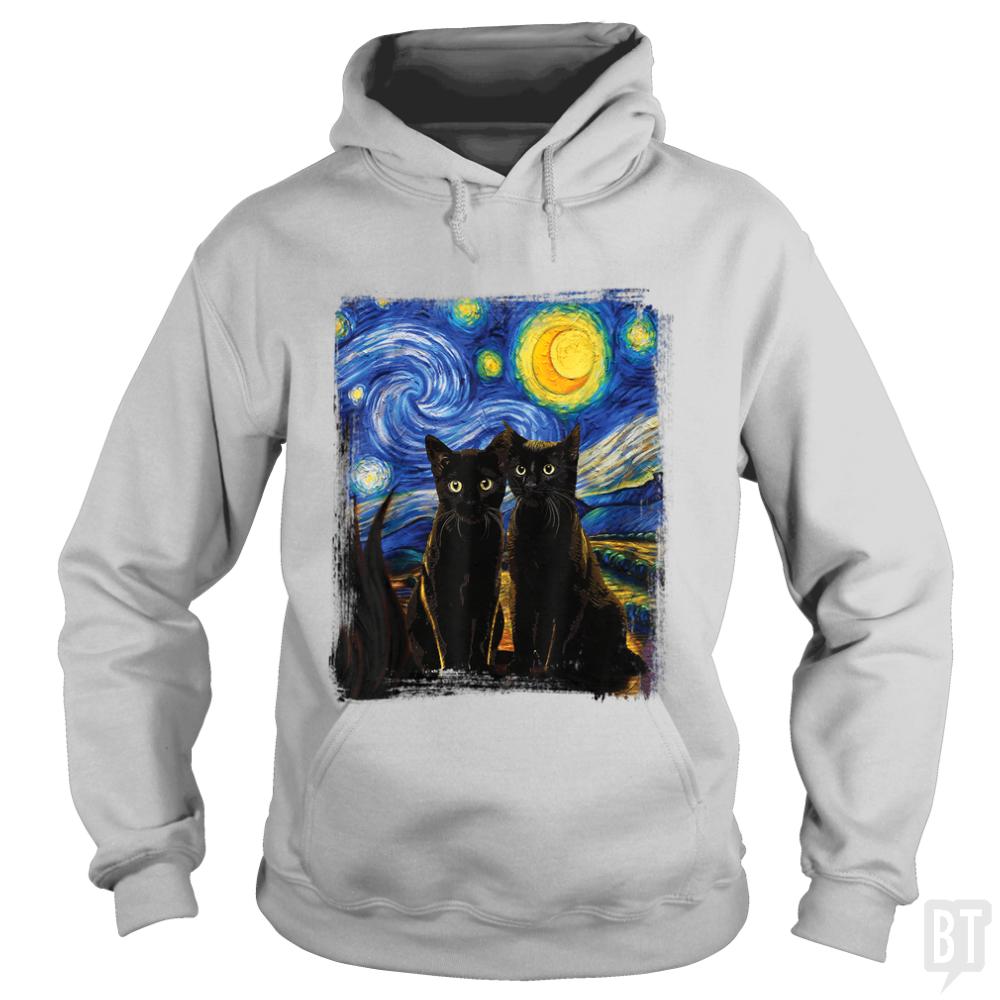 Black Cats Starry Night Hoodie