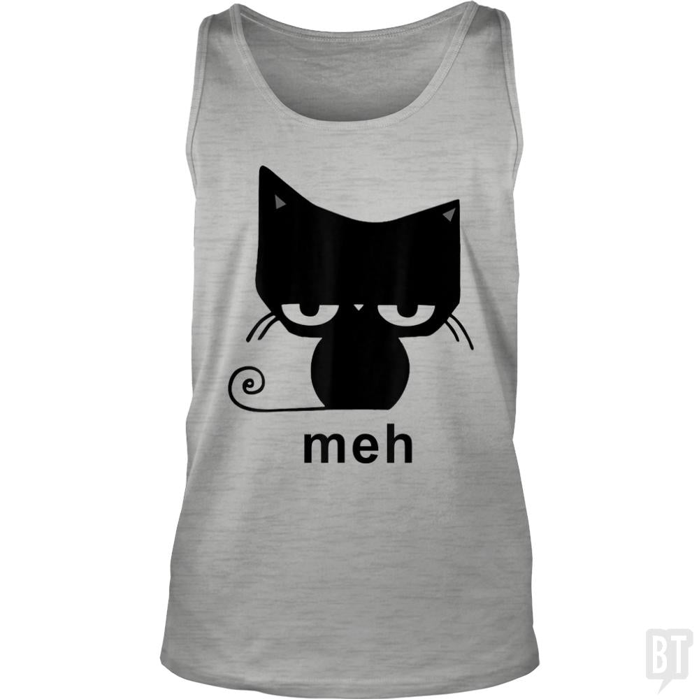 Meh Black Cat Funny Tank Tops