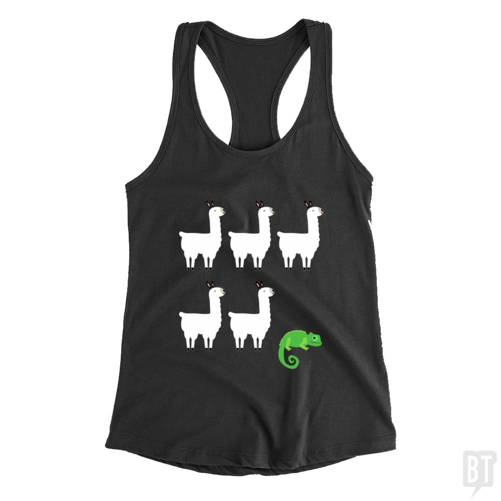 Llama, Llama, Llama, Llama, Llama, Chameleon Tank Tops