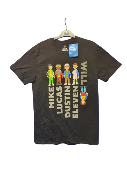 Stranger Things T-Shirt Funko Black Size XL Cartoon Character Pixel Art