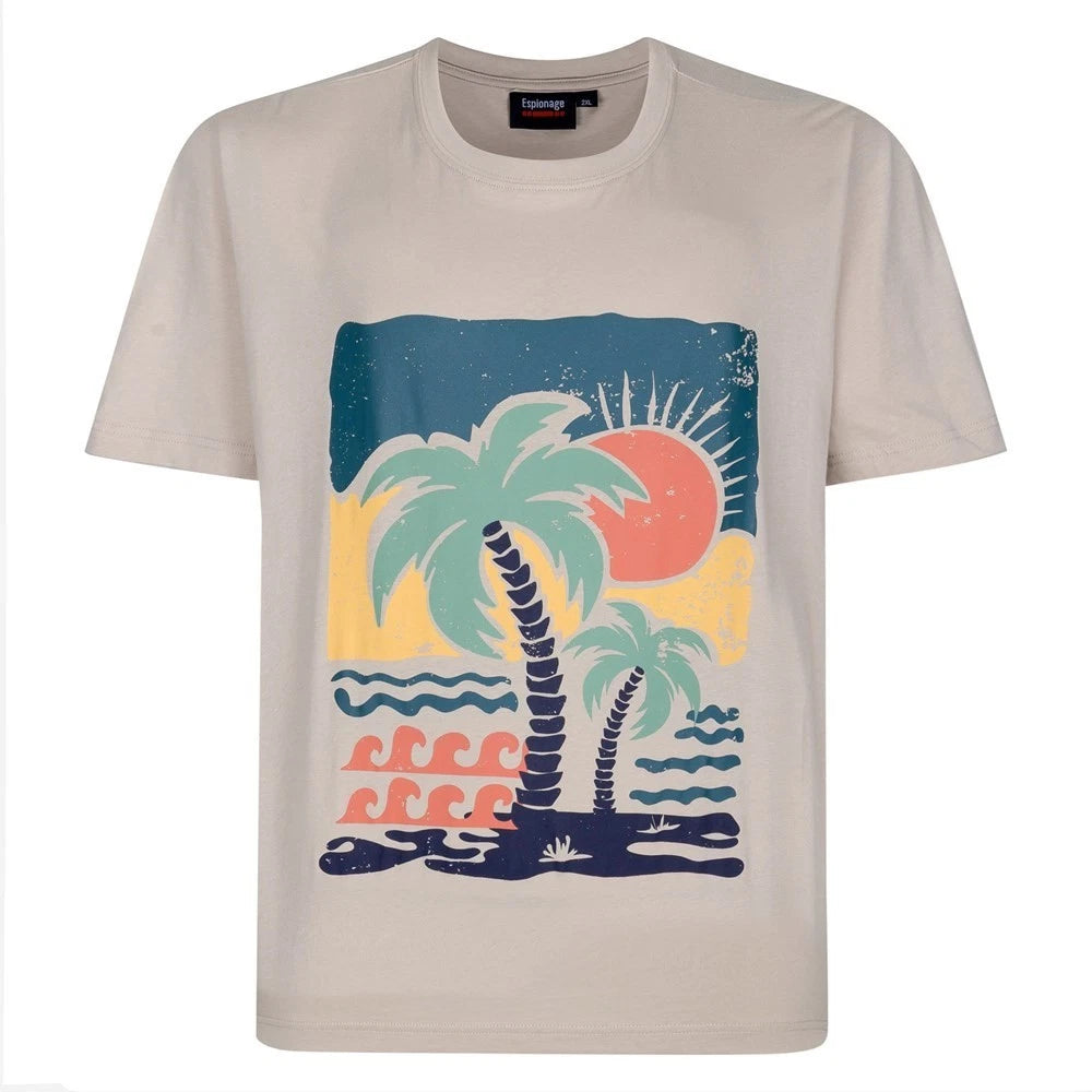 NEW IN ESPIONAGE ECRU ISLAND TEE SHIRT T448 2XL3XL 4XL5XL6XL7XL8XL