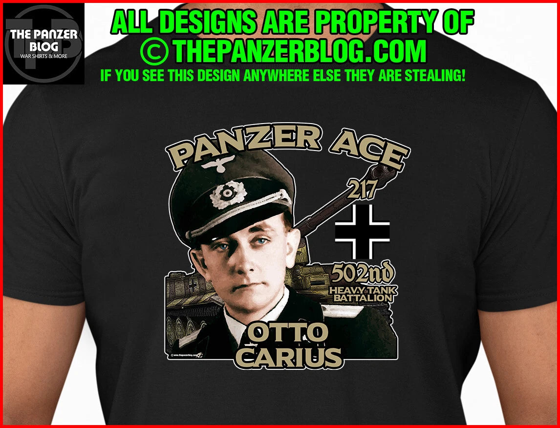 Panzer Ace Otto Carius T-Shirt WWII German Army Tank