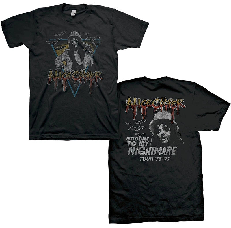 New Authentic Alice Cooper Welcome to My Nightmare Triangle Bats Band T-Shirt