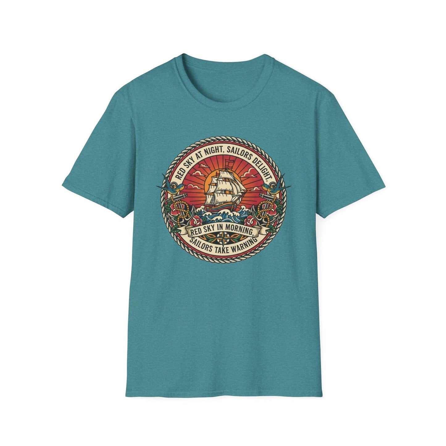 Sailor Shirt, Red Sky at Night Sailors Delight Tee, Vintage Nautical T-Shirt