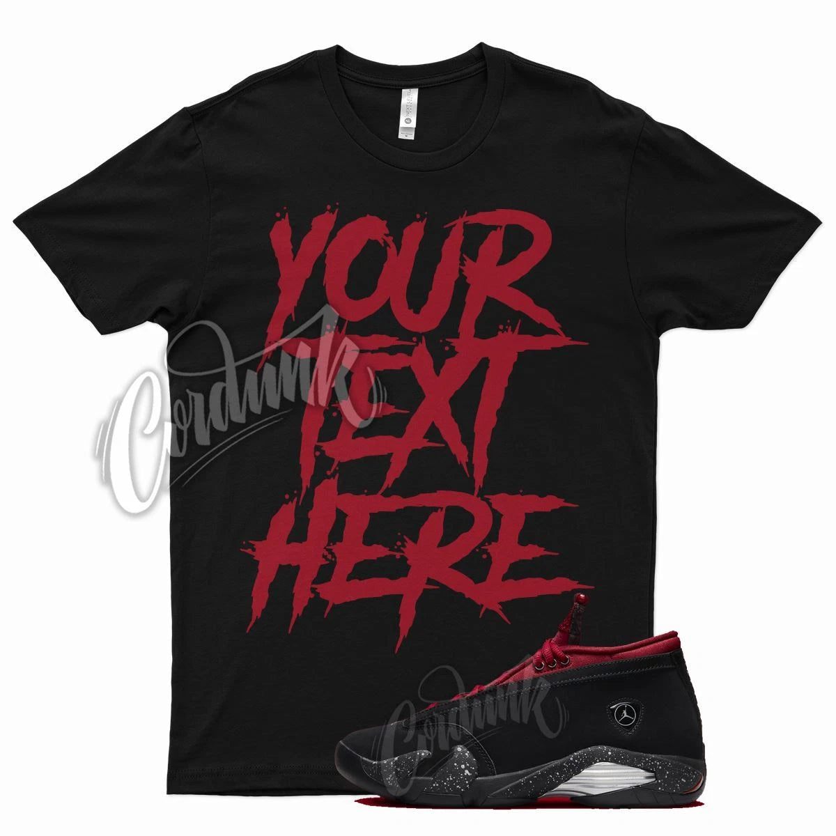 Black CUSTOM T Shirt for J1 14 Low Iconic Red Lipstick Gym Red