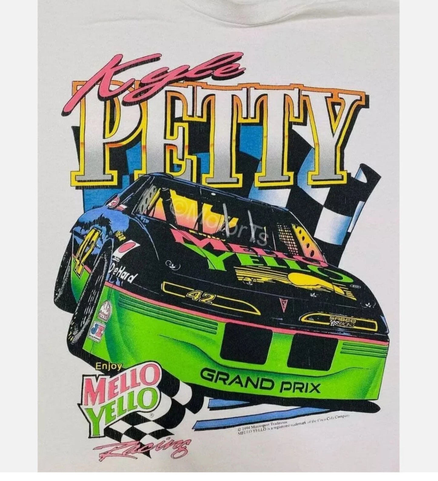 Vtg 90s Kyle Petty Neon Nascar Racing T-Shirt Cotton Unisex Allsize S-5XL