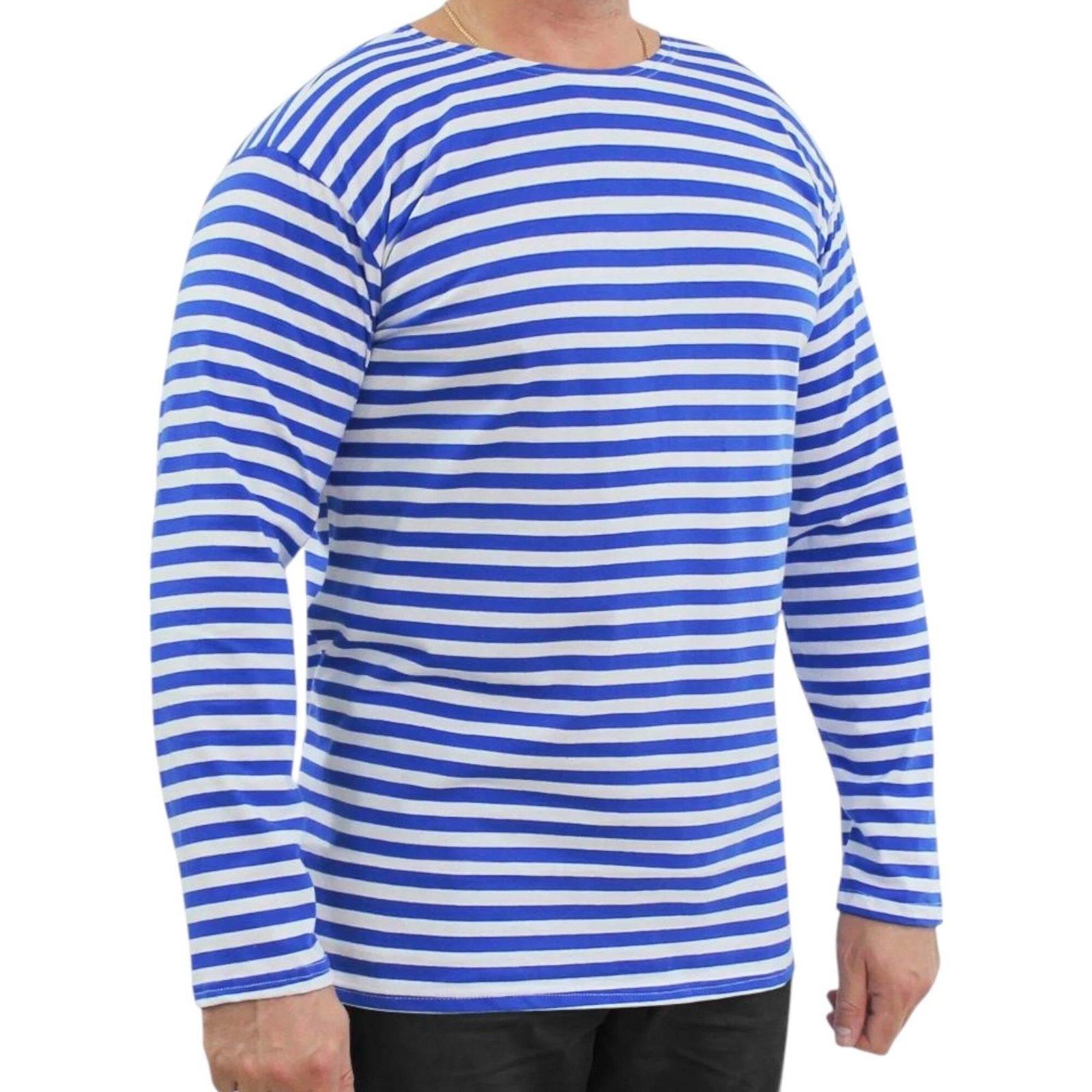 Blue Thermal Telnyashka Russian Striped T-Shirt Fleece Authentic Army Shirt