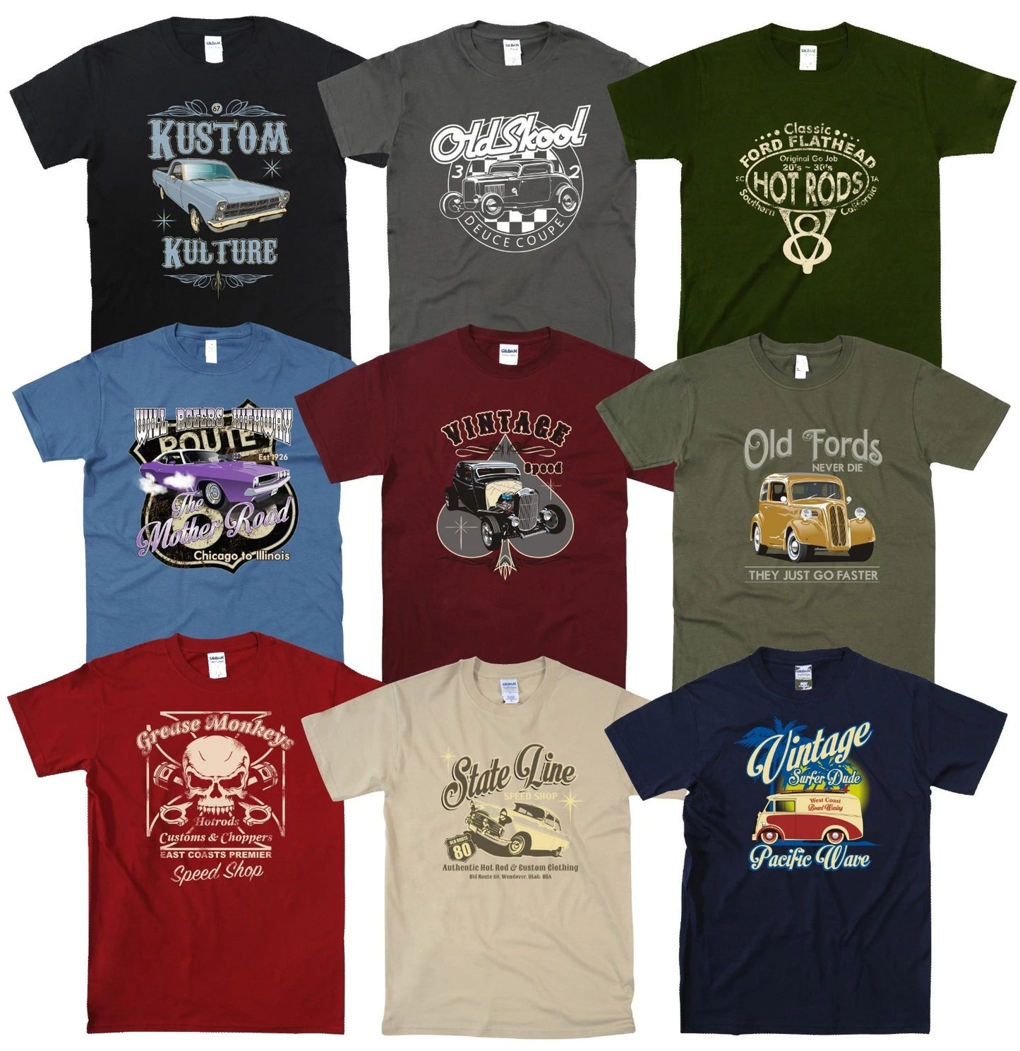 Hotrod Retro Vintage Classic Surfer Ford Pop Coupe Ranchero Custom T Shirt Gift