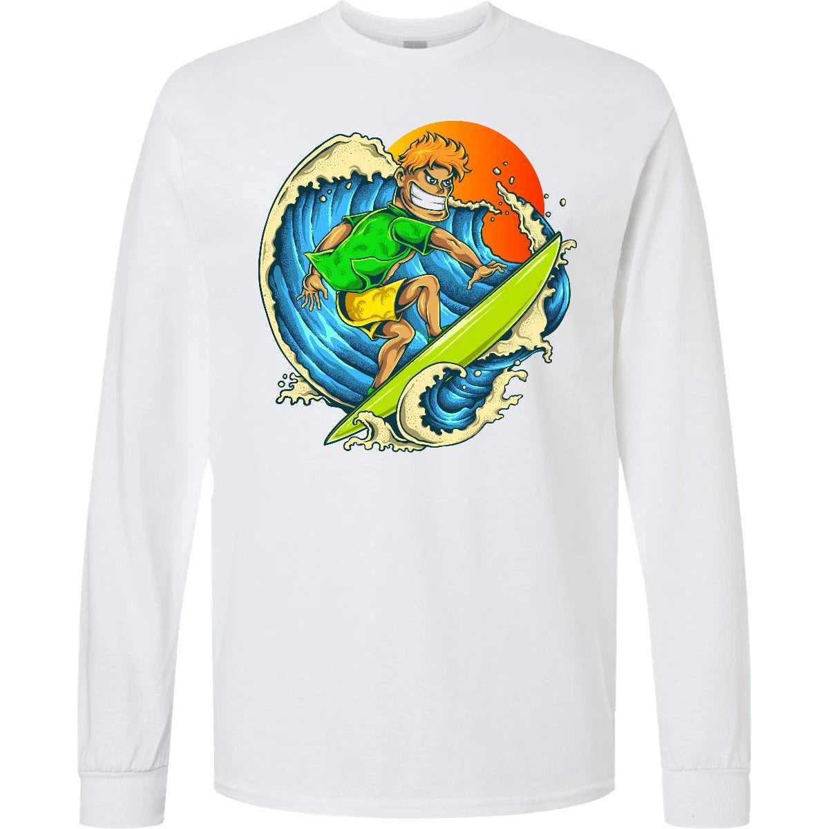 Inktastic Pro Surfer Dude Long Sleeve T-Shirt Surfing Riding Waves Ocean Mens