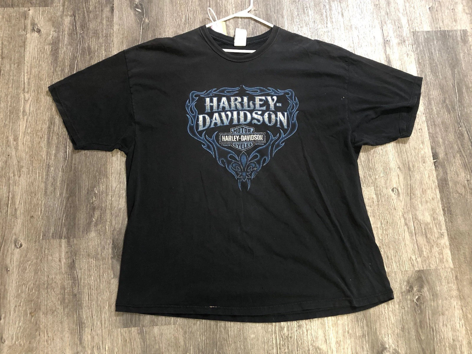 Vintage Harley Davidson T Shirt Blue Flames Adult XXL/XXL Biker Y2K