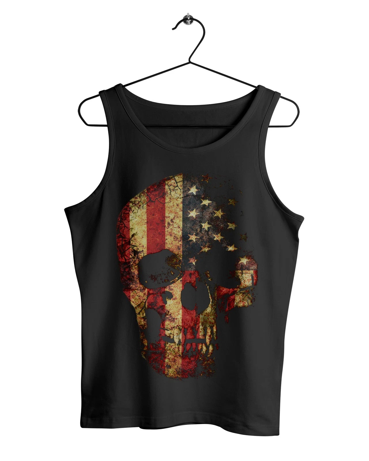 Men's Tank Top Muscle Shirt USA Skull Rock Grunge Skull Biker Shirt