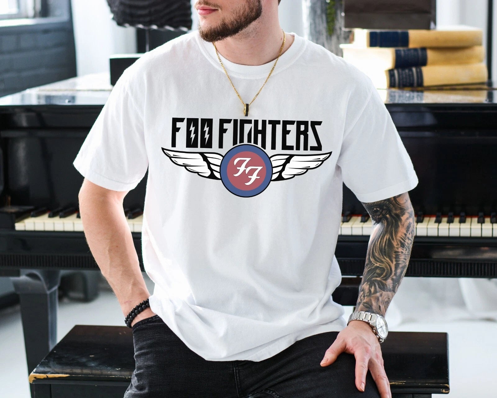 Foo Fighters Flash Wings T-Shirt Rock Band on Premium Comfort Colors 1717 Tee