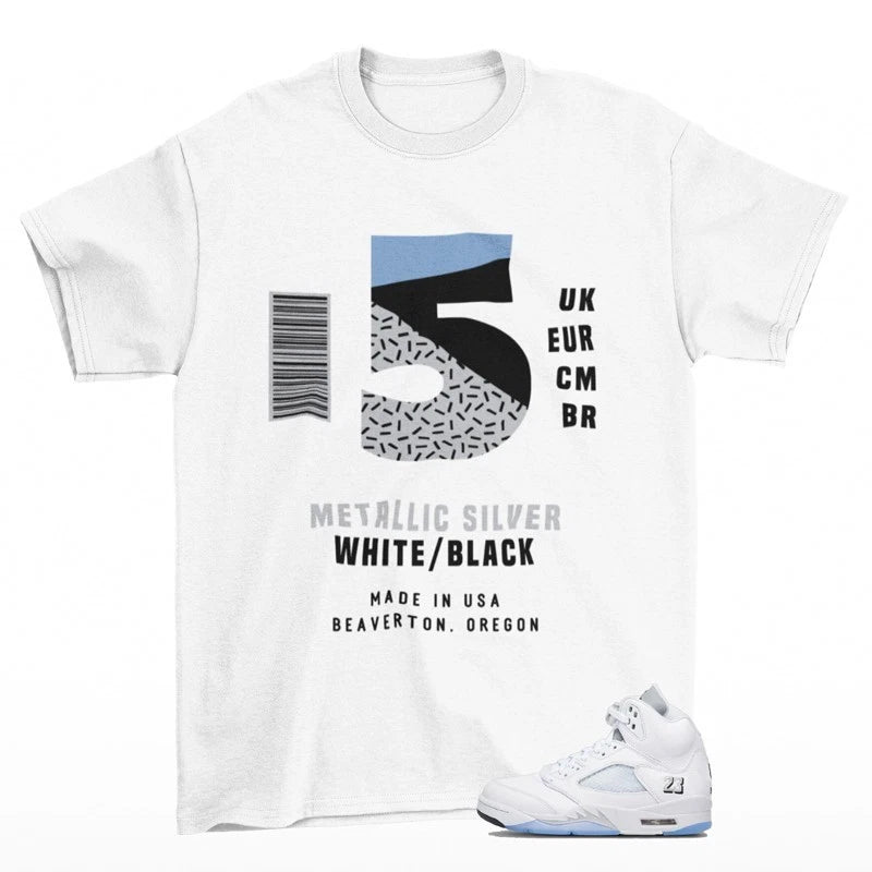 Sneaker Label Shirt White to Match Jordan 5 Retro White Metallic HQ7978-103