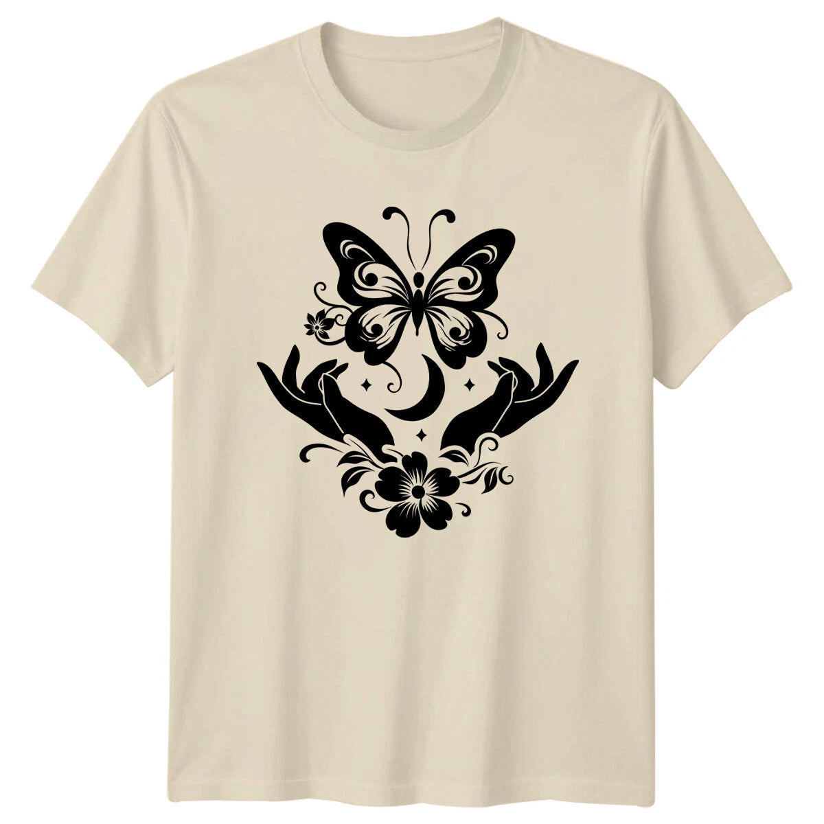 Boho Butterfly Moon Hands Nature T-Shirt