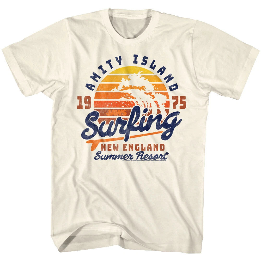 Jaws 70's Thriller Movie Surfing New England Summer Resort 1975 Men's T Shirt