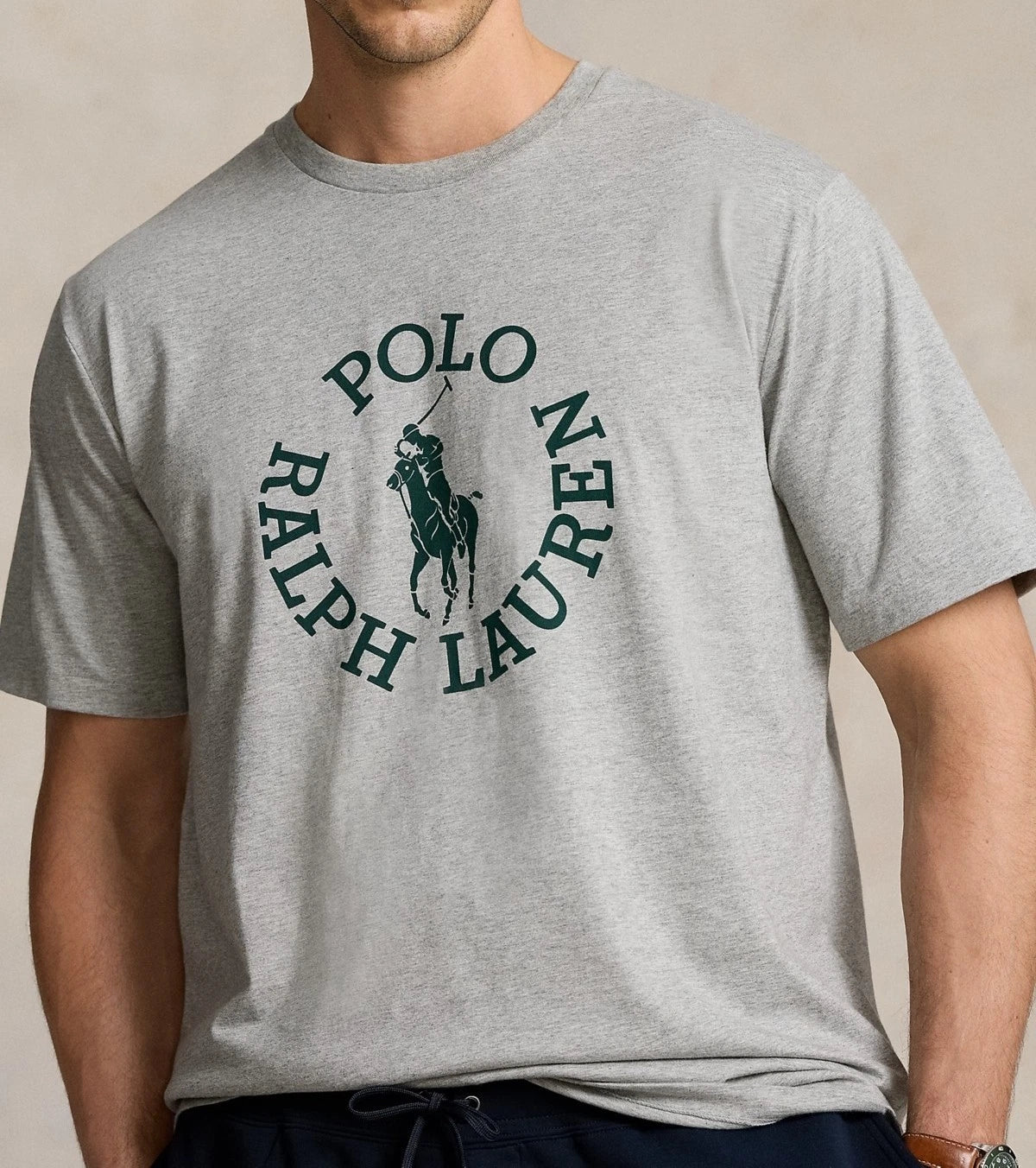 XLT Polo Ralph Lauren Andover Heather Grey Big Tall Green Big Pony T-Shirt 50"