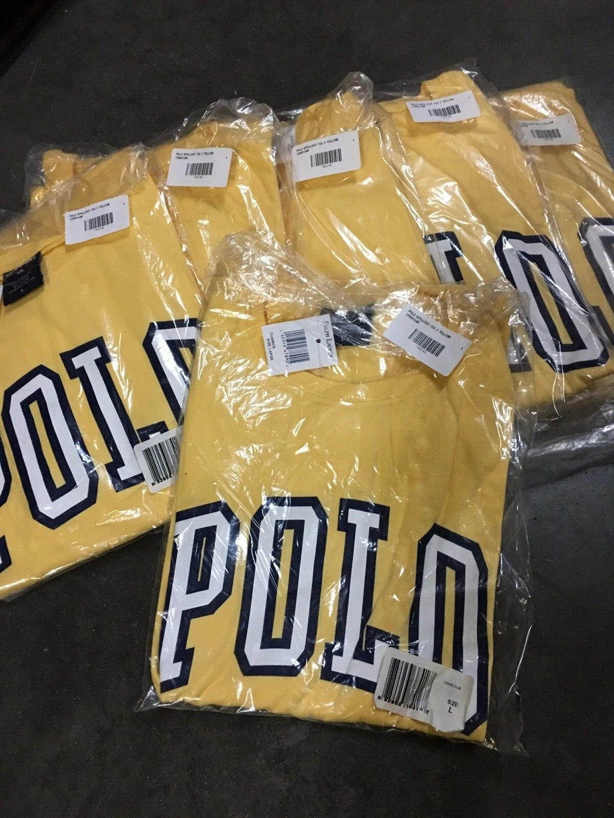 NWT Deadstock RALPH LAUREN POLO SPORT VINTAGE T SHIRT 90s Yellow Spellout