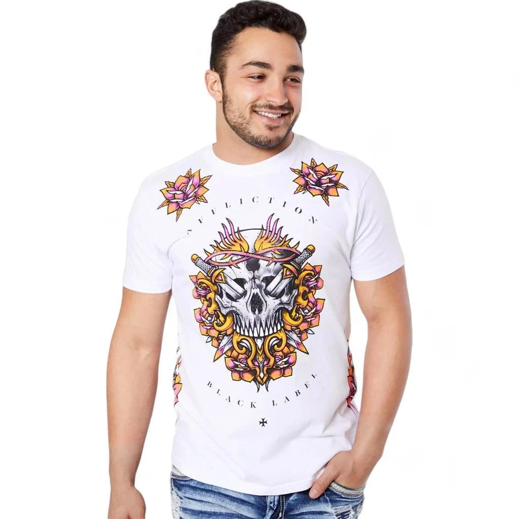 Men's Affliction Black Label Street Riot White Premium Y2K Tee T-Shirt S-XXXL