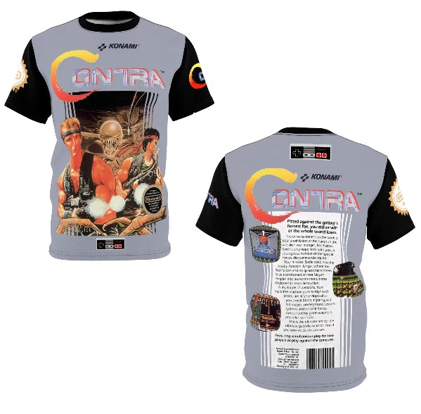 Contra 1988 Nes Retro Vintage Nintendo Video Game Cover 3D T-Shirt