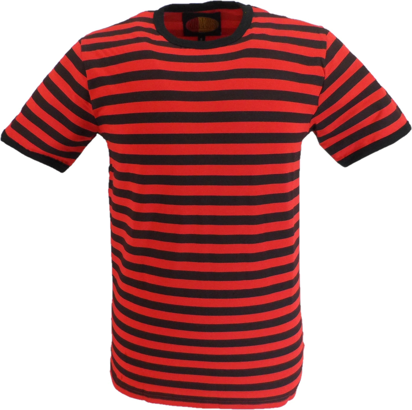 Mens Retro Mod 60s Indie Black & Red Cotton T Shirt …