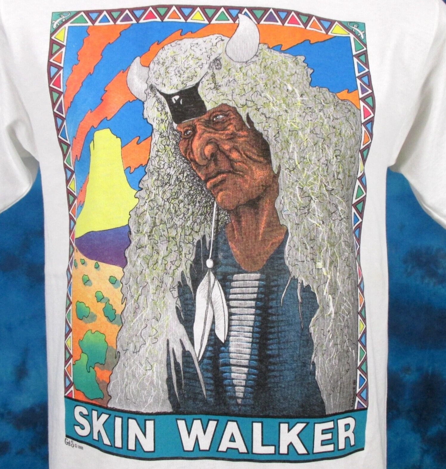 vintage 80s SKIN WALKER NATIVE AMERICAN SUNSET T-Shirt L/XL single stitch cowboy