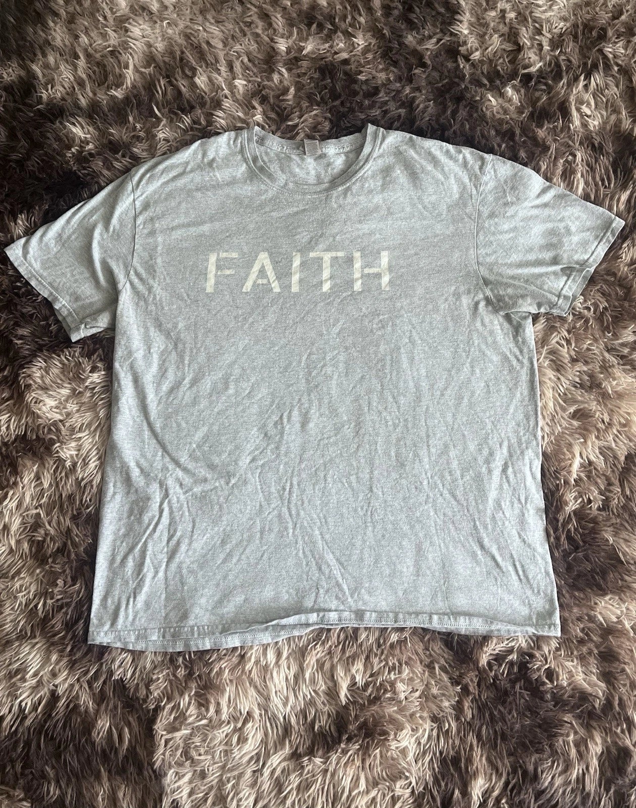 Faith Graphic T Shirt Mens XL Grey Minimal Christian Tee Gildan