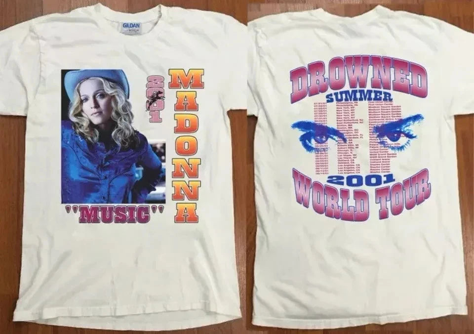 Madonna's Drowned Tour In 2001 T-Shirt, Madonna Summer World Tour 2001 Shirt