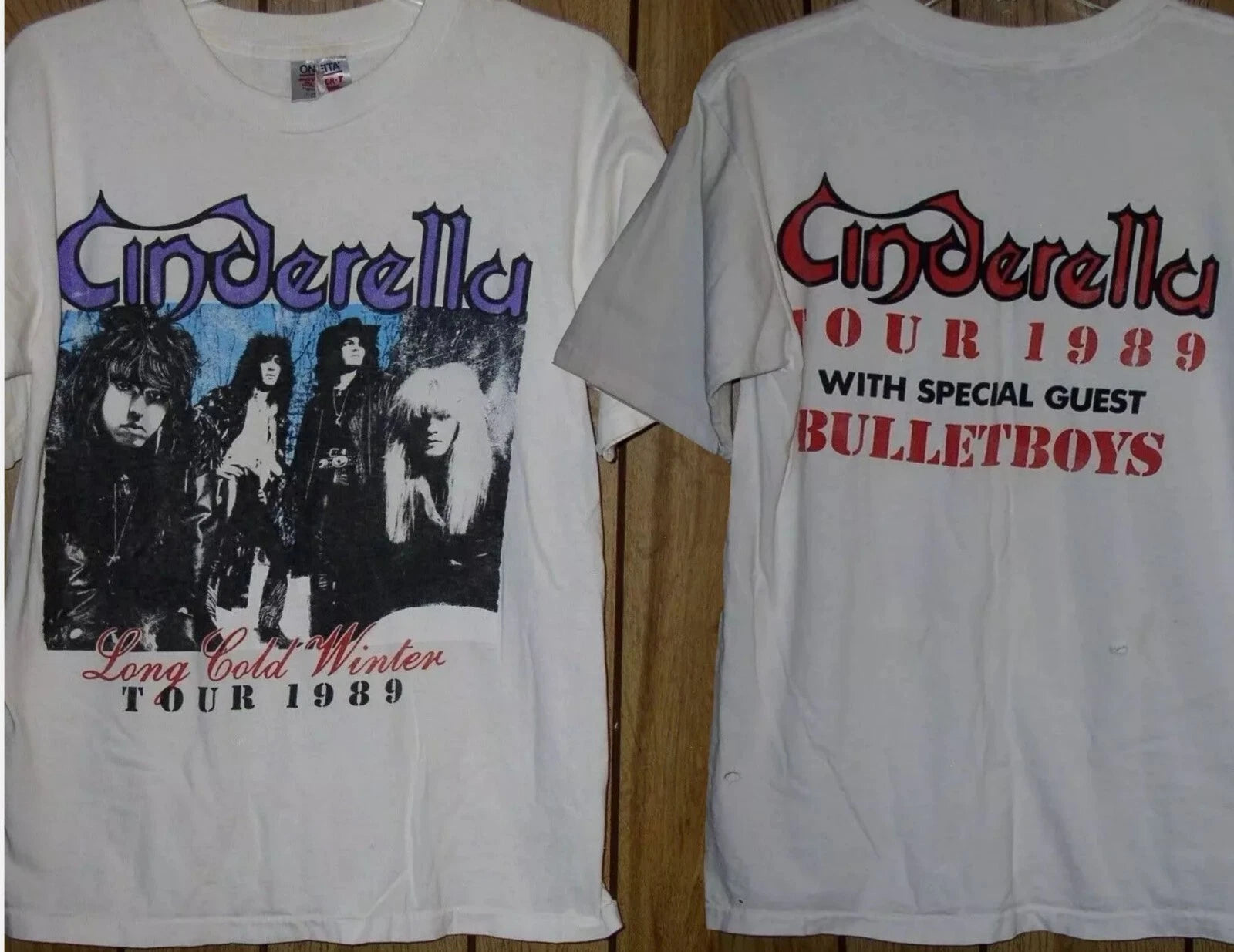 Cinderella Concert Tour T Shirt Vintage 1989 Long Cold Winter Bulletboys