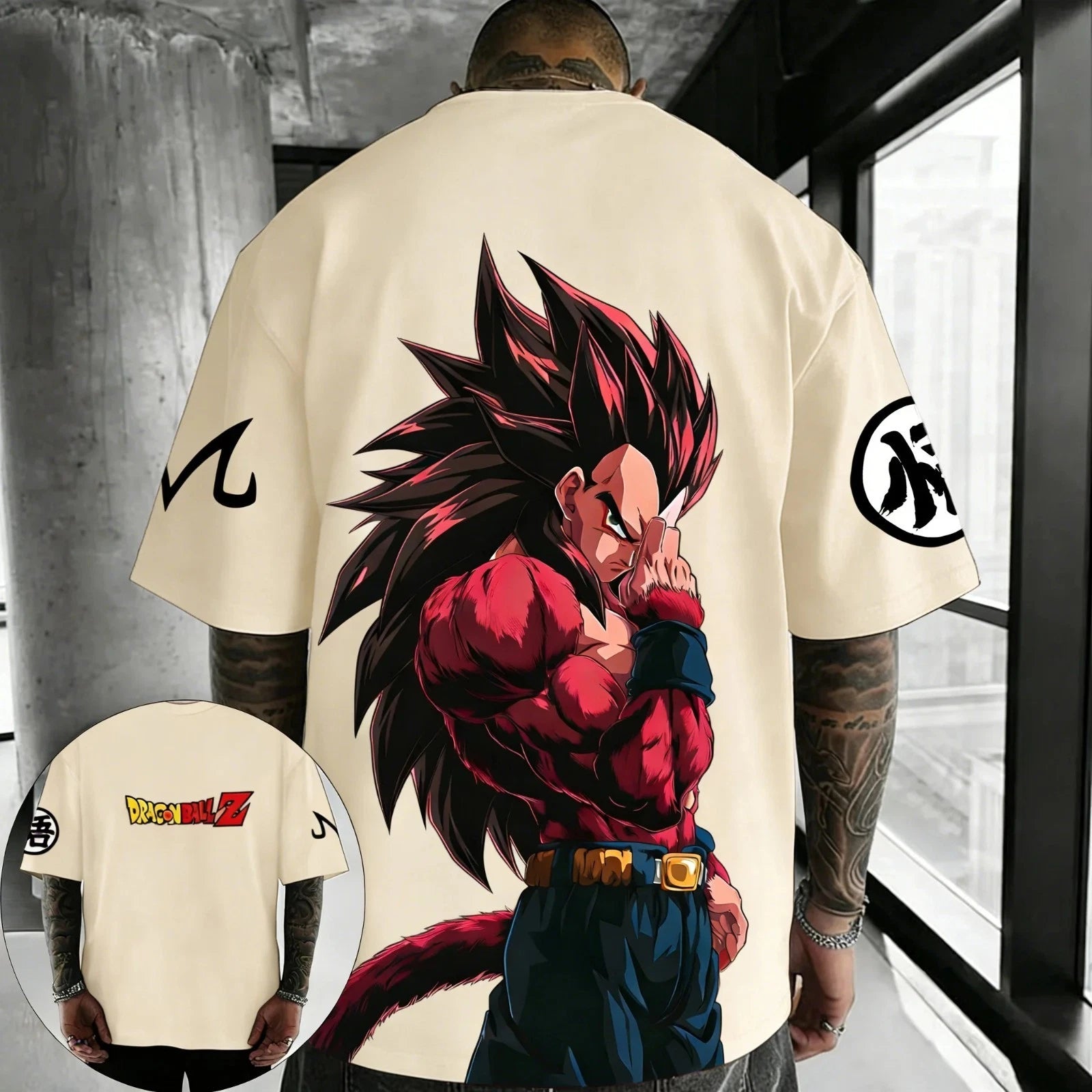 Unisex Japanese Anime Style Graphic T-Shirt Oversized Cotton Dragon Streetwear