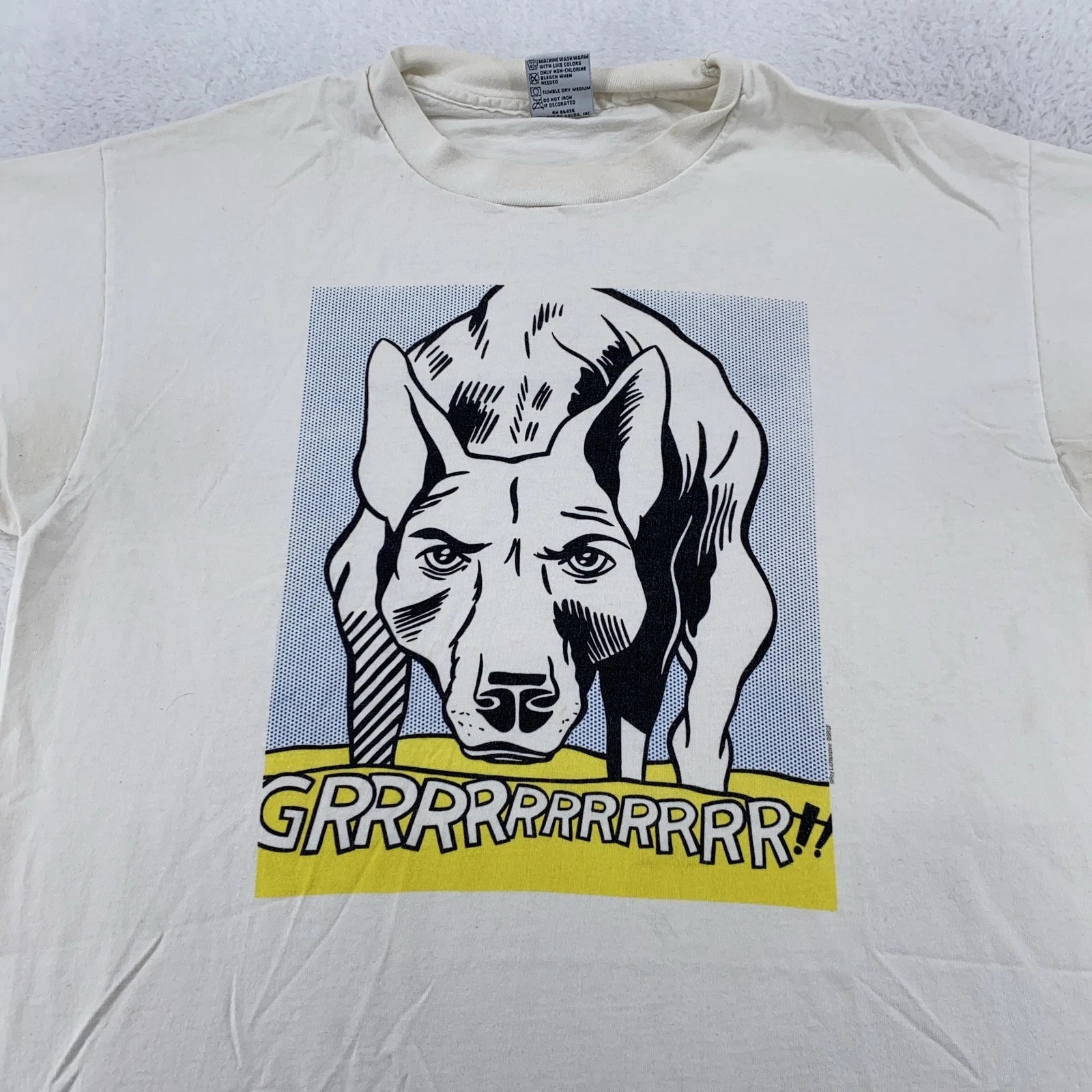 Vintage Roy Lichtenstein Guggenheim Museum Shirt L/XL Grrrrrrr Dog Pop Art 90s