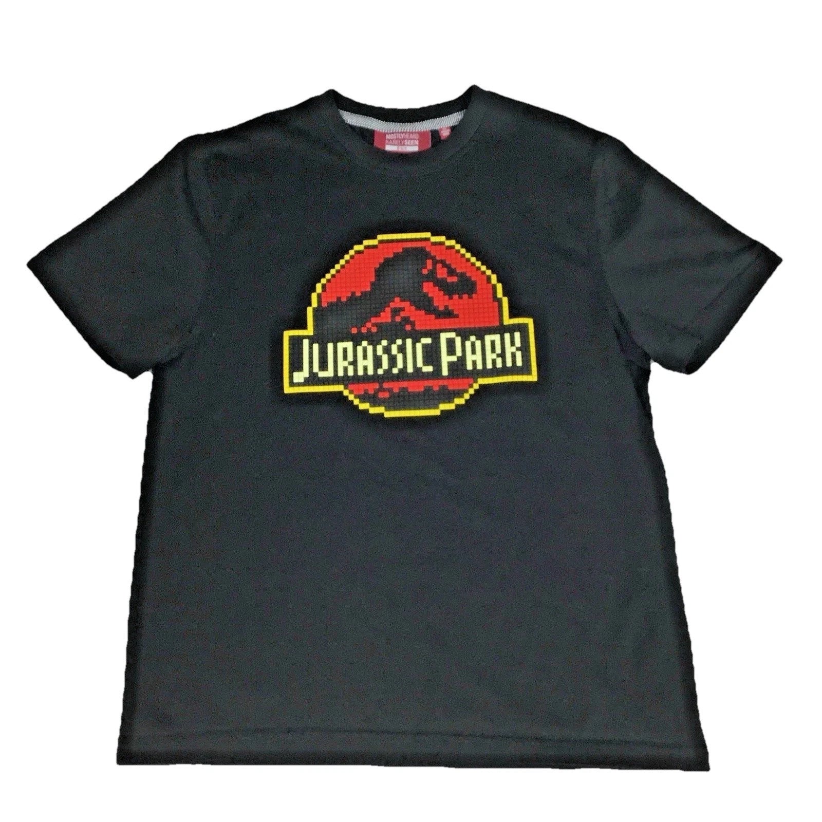Mostly Heard Rarely Seen 8-Bit Jurassic Park Black Graphic T-Shirt Mens Small