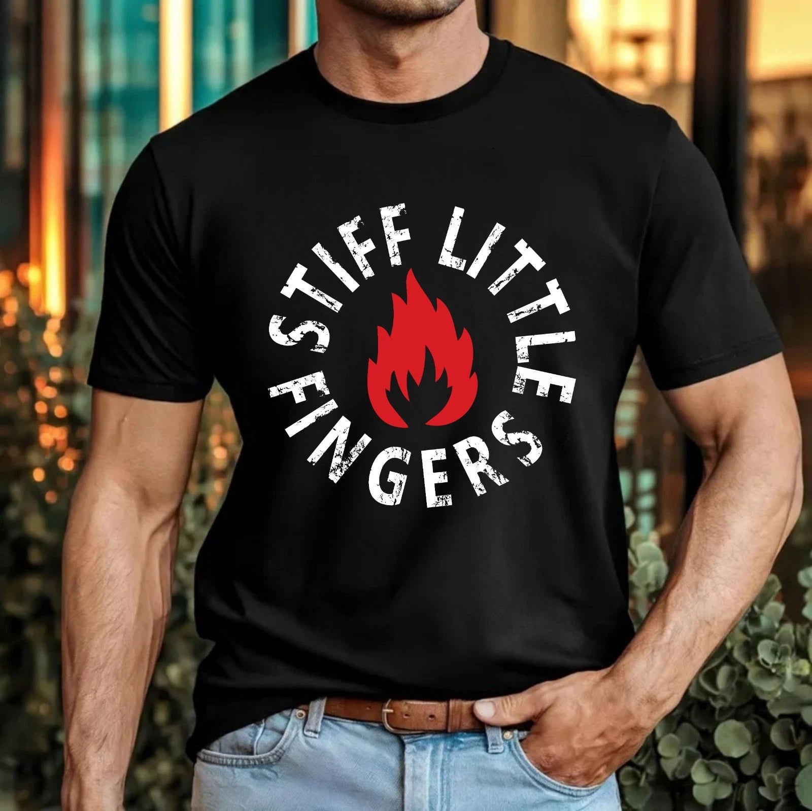 Stiff Little Fingers UK Tour Flame T-Shirt Music Fans Rock Band Concert Gift Top