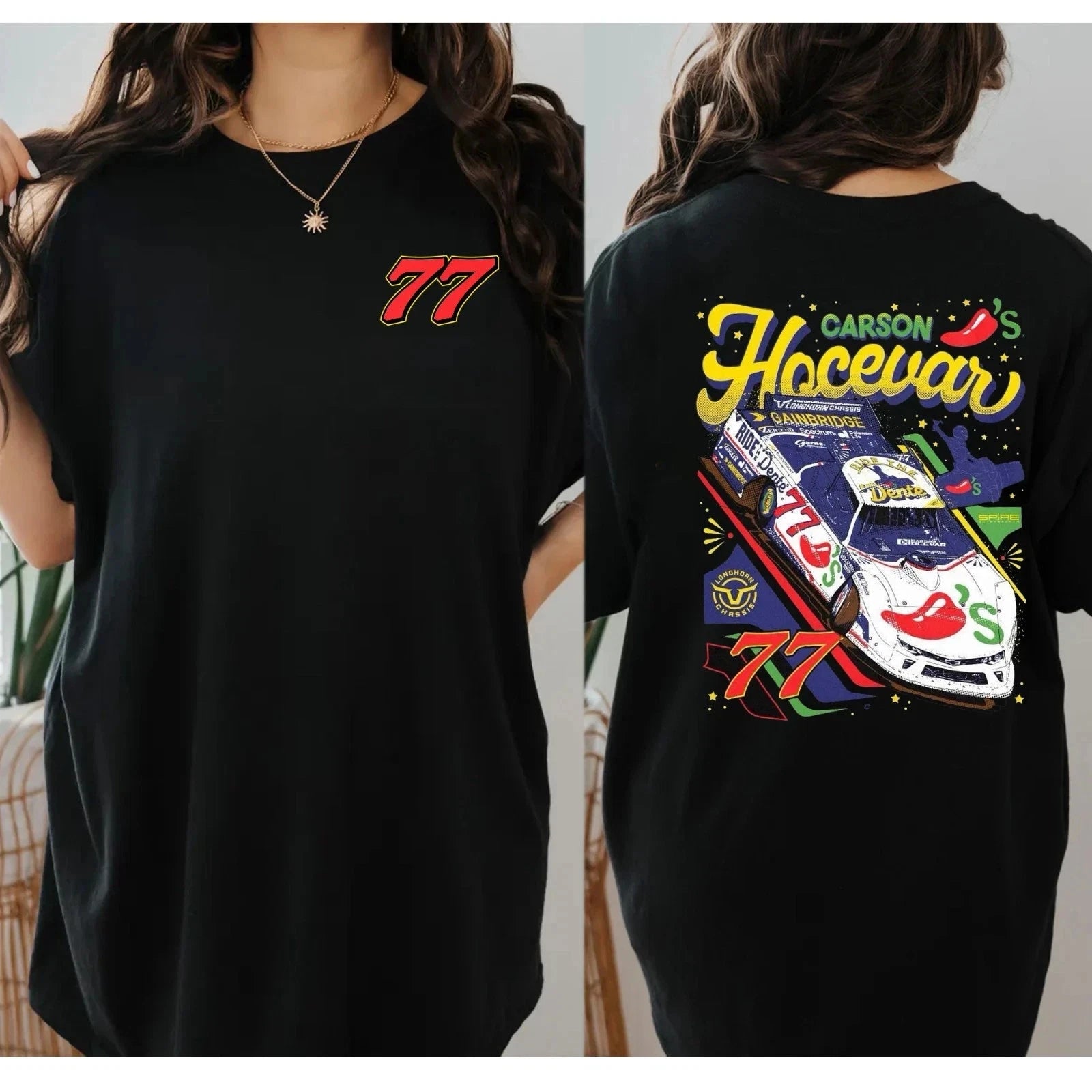 Vintage Carson Hocevar #77 Chilis Racing, Carson Hocevar 2 Sides T-Shirt