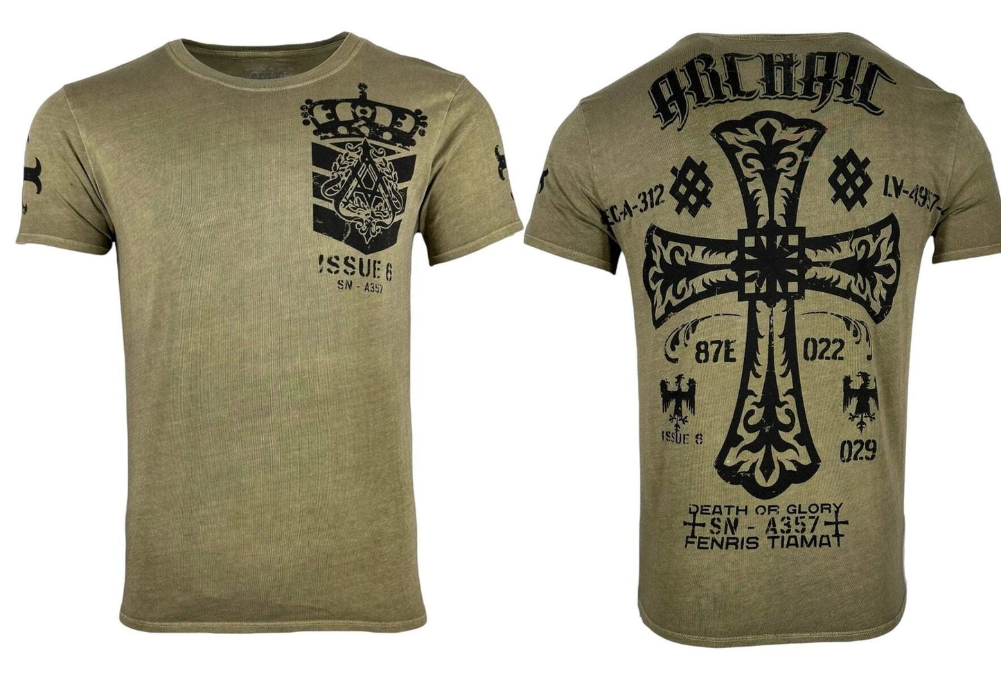 Archaic by Affliction Men's T-Shirt Cold Acid Biker Cross, S-5XL