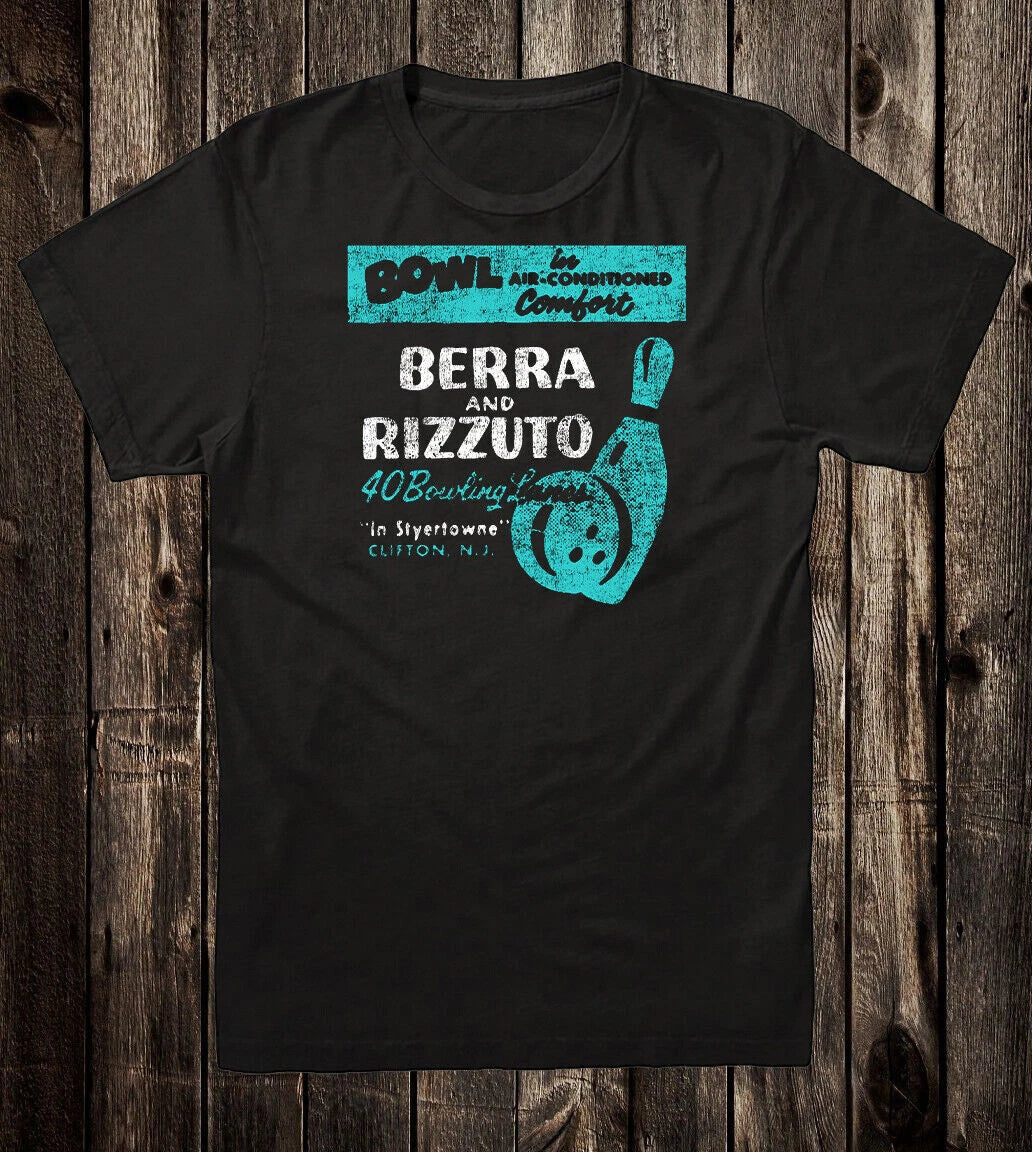 Retro Travel T-Shirt Vtg Art Souvenir Berra and Rizzuto Bowling Alley Clifton NJ