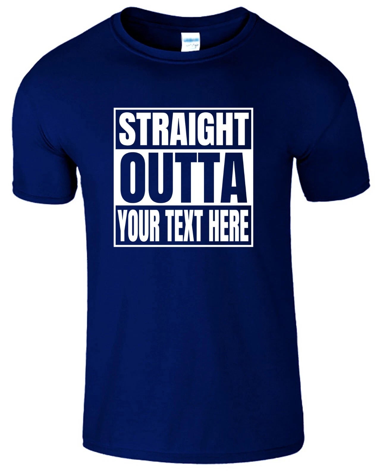 Personalized Straight Outta Custom Text Men's T Shirt Funny USA New Gift Tee