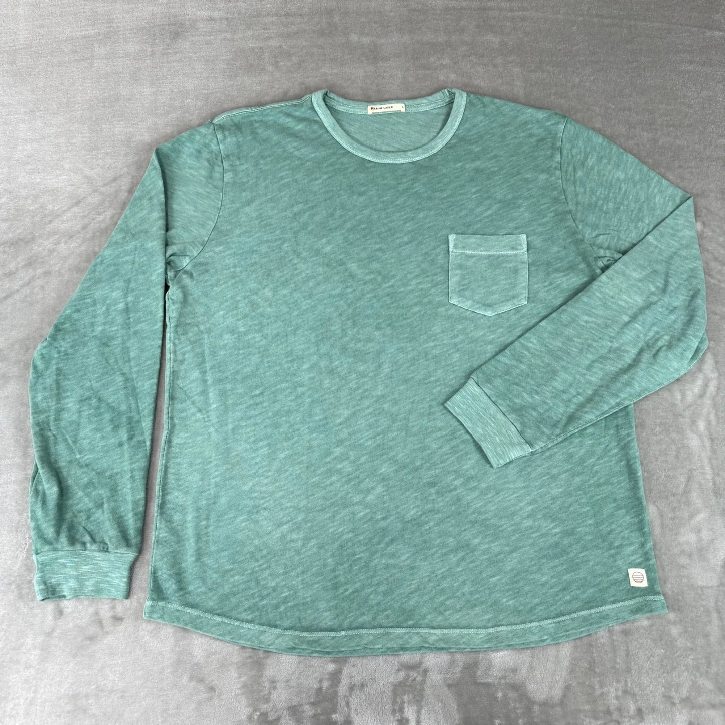 Marine Layer Heavy Slub Pocket Tee T-Shirt Mens Large Green Long Sleeve $78 NWOT
