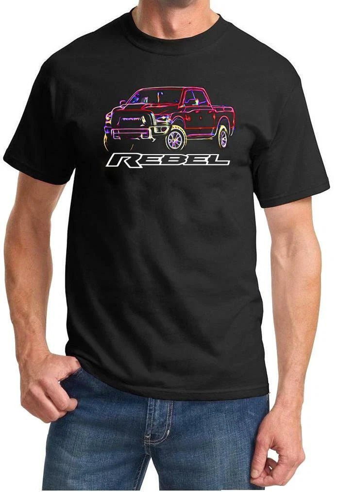 Ram REBEL Pickup Truck Classic Neon Design Tshirt NEW FREE SHIP