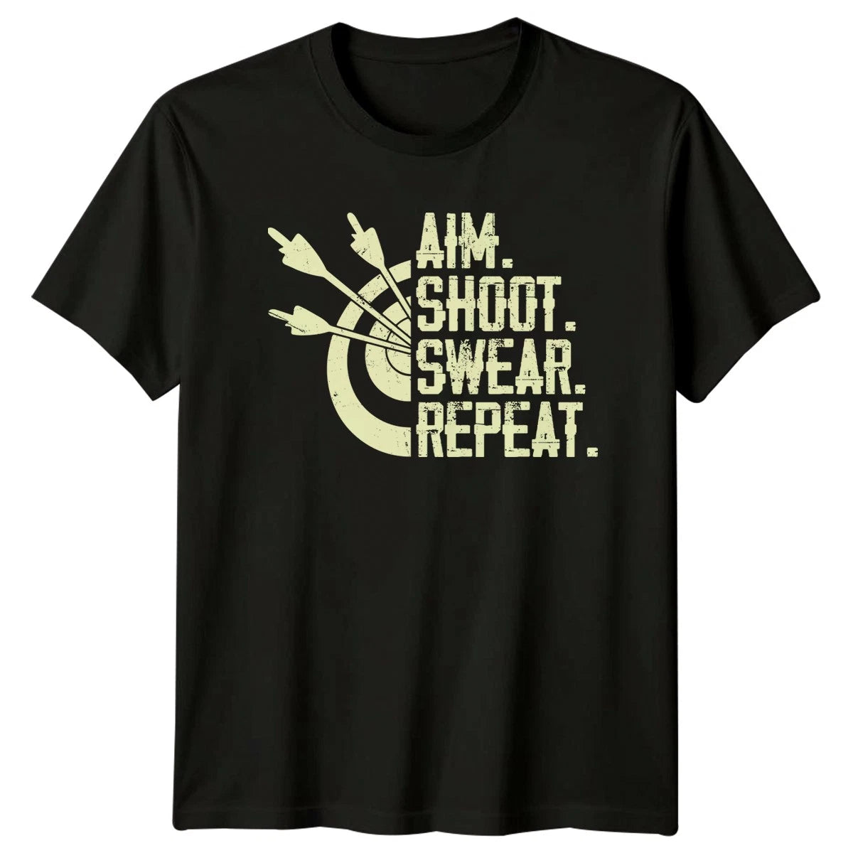 Aim Shoot Swear Repeat T-Shirt Bowhunting Archery 2026 Birthday Gift For Him