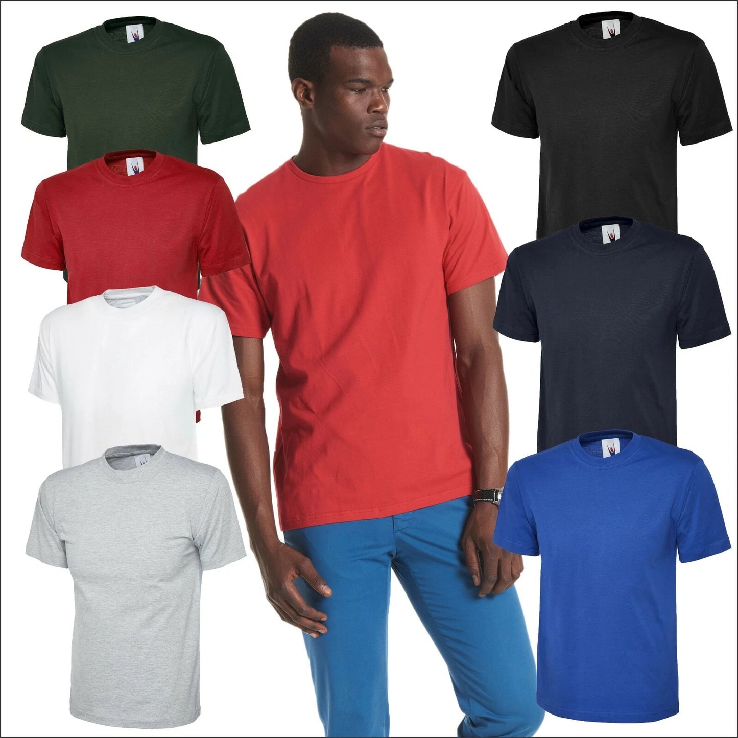 Uneek Premium Cotton T-Shirt Mens Heavyweight Round Neck Casual Tee Tops S-3XL
